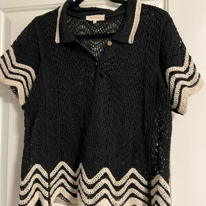 Solitaire Black and Cream Crochet Top